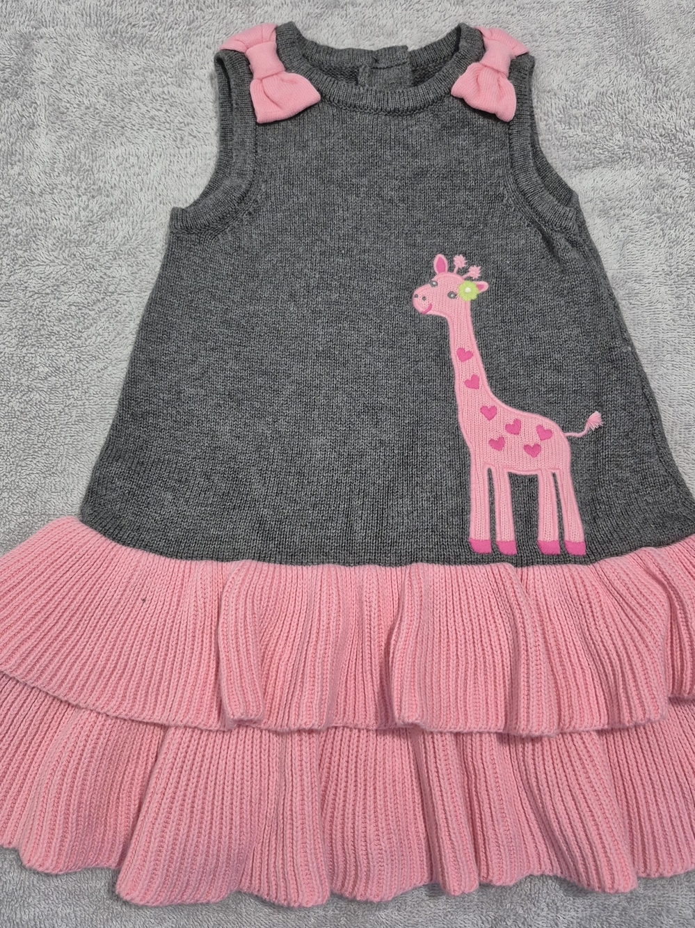 Gymboree Gray and Pink Giraffe Knit Dress